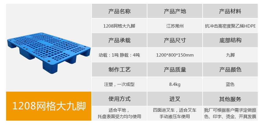 軒盛塑業(yè)1208網(wǎng)格大九腳塑料托盤 軒盛塑業(yè)1208網(wǎng)格大九腳塑料托盤
